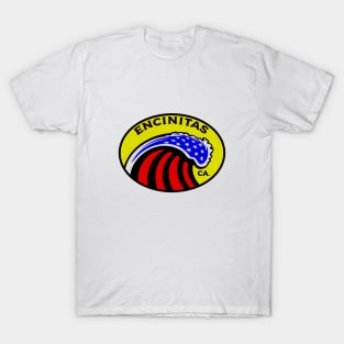 Encinitas California Surfing Surf Patriotic Wave T-Shirt